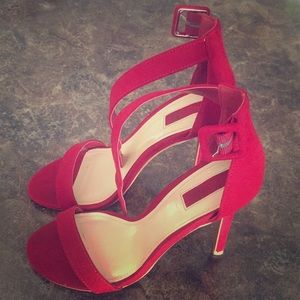 Red suede heels